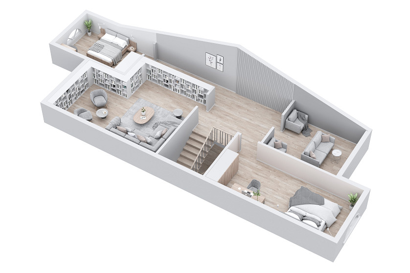 Визуализация 3d планировки квартиры с мебелью изображение 9