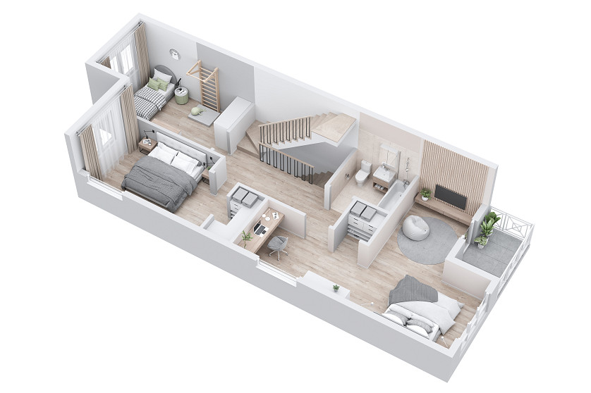 Визуализация 3d планировки квартиры с мебелью изображение 4