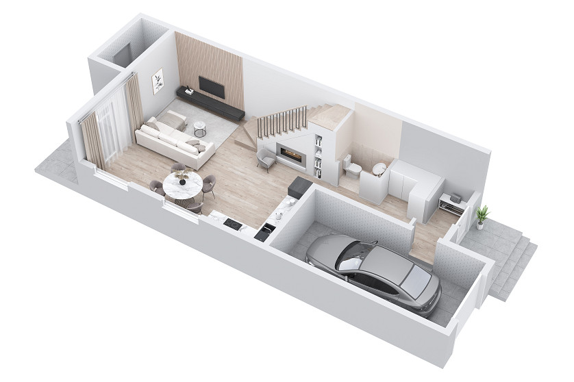 Визуализация 3d планировки квартиры с мебелью изображение 3