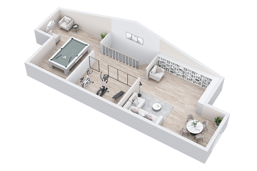 Визуализация 3d планировки квартиры с мебелью изображение 5