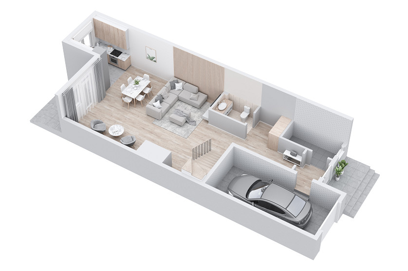 Визуализация 3d планировки квартиры с мебелью изображение 7